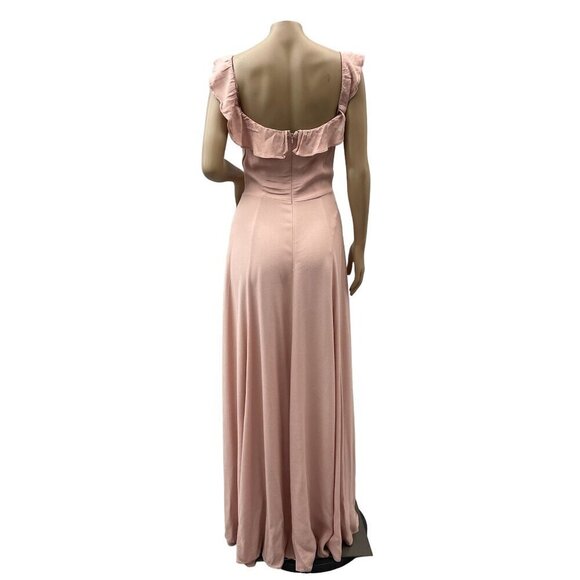 Reformation Verbena Off the Shoulder Ruffle Gown Short Sleeve Blush Pink Size 4 - Picture 5 of 14